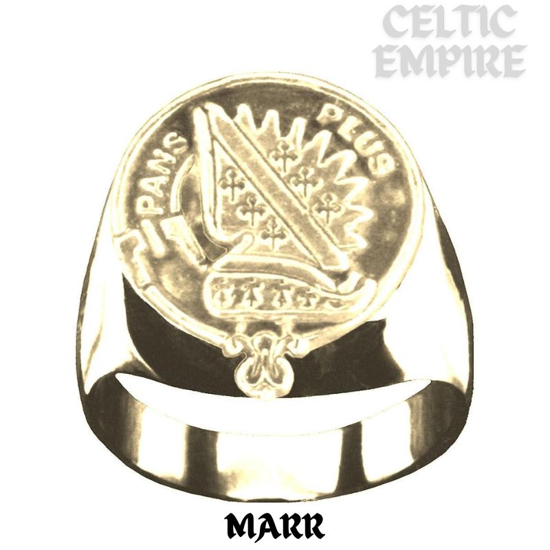 Marr Scottish Family Clan Crest Ring Sterling Silver and Karat Gold