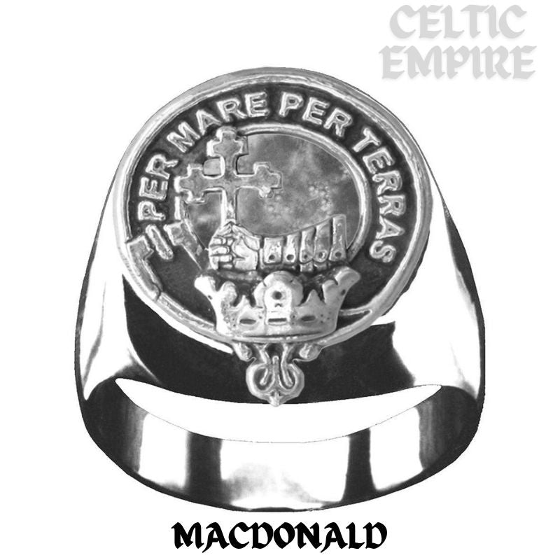 MacDonald Family Clan Donald Scottish Family Clan Crest Ring Sterling Silver and Karat Gold