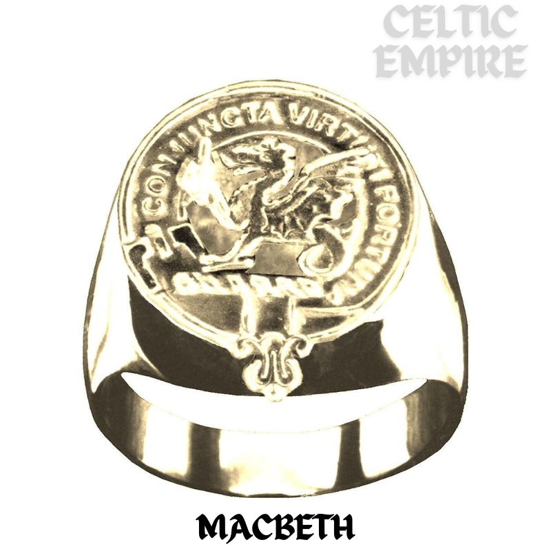 MacBeth Scottish Family Clan Crest Ring Sterling Silver and Karat Gold