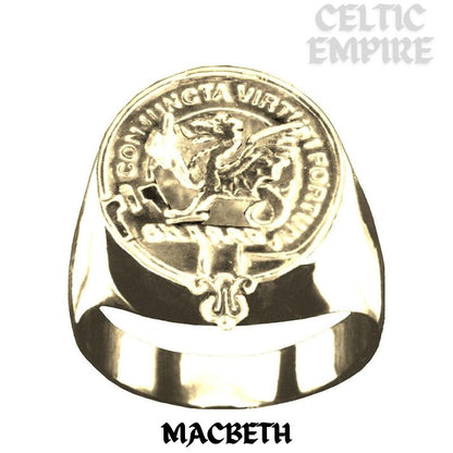 MacBeth Scottish Family Clan Crest Ring Sterling Silver and Karat Gold