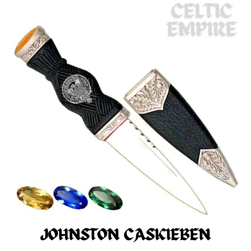 Johnston (Caskieben) Family Clan Crest Sgian Dubh, Scottish Knife