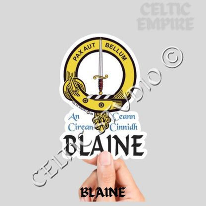 Blaine Family Clan Crest Decal | Custom Scottish Heritage Car & Laptop Stickers