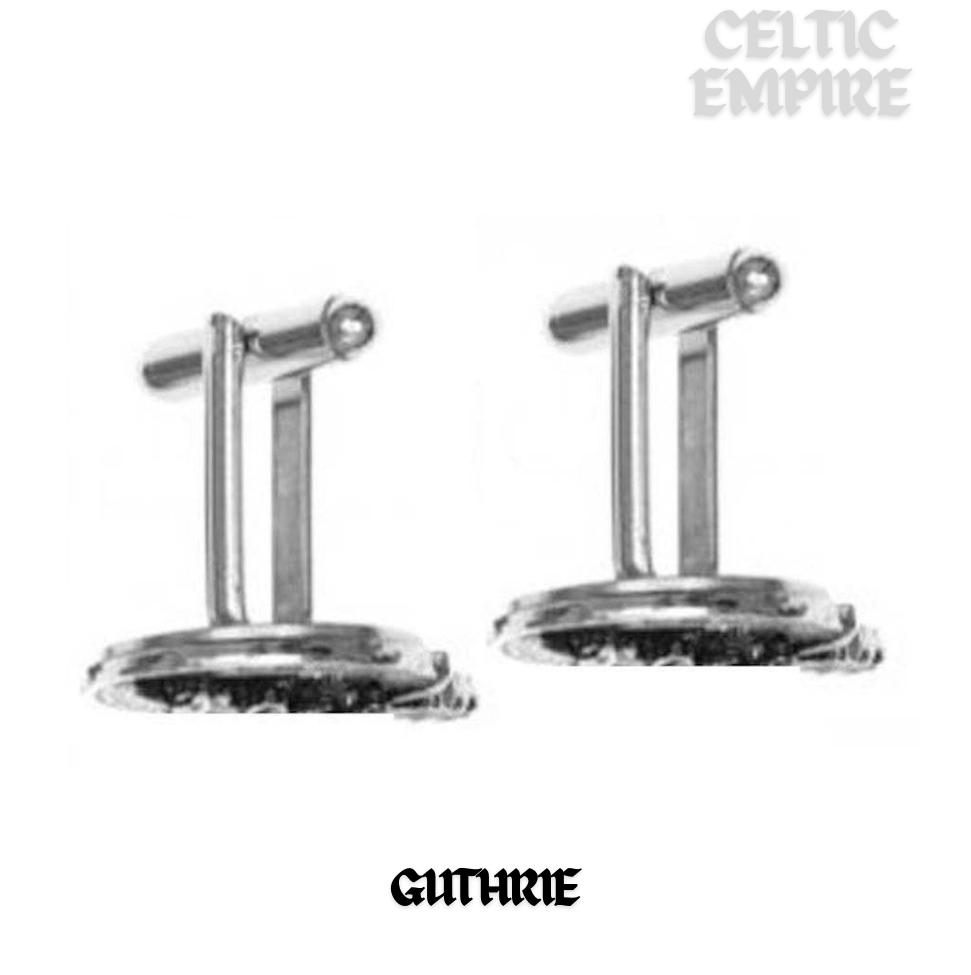 Guthrie Family Clan Crest Scottish Cufflinks; Pewter, Sterling Silver and Karat Gold