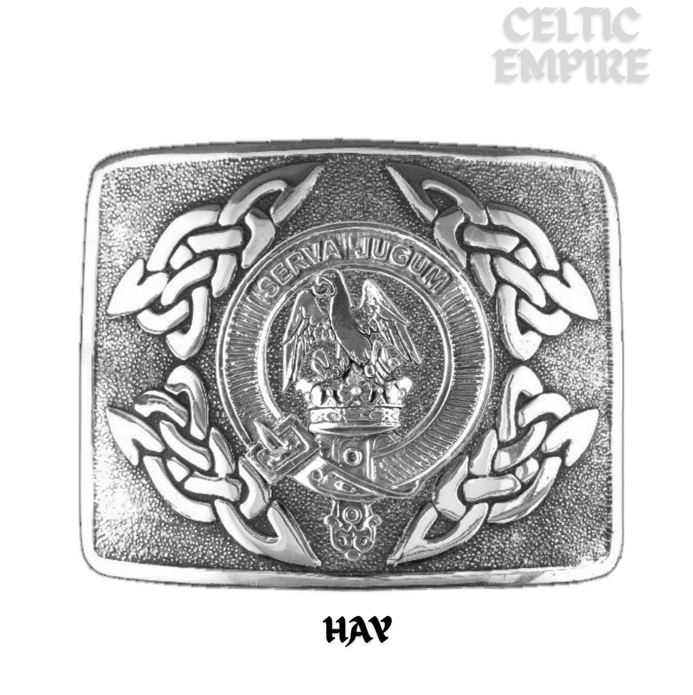 Hay Family Clan Crest Interlace Kilt Belt Buckle