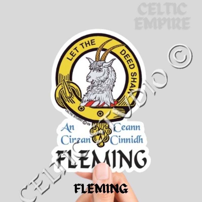 Fleming Family Clan Crest Decal | Custom Scottish Heritage Car & Laptop Stickers