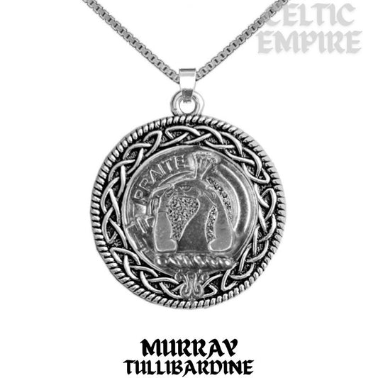 Murray Tullibardine Family Clan Crest Celtic Interlace Disk Pendant, Scottish Family Crest