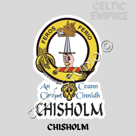 Chisholm Family Clan Crest Decal | Custom Scottish Heritage Car & Laptop Stickers