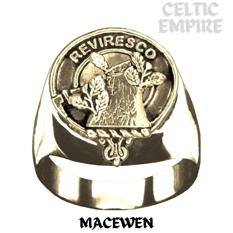MacEwen Scottish Family Clan Crest Ring Sterling Silver and Karat Gold