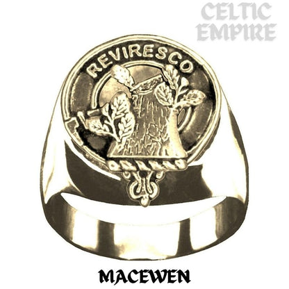 MacEwen Scottish Family Clan Crest Ring Sterling Silver and Karat Gold