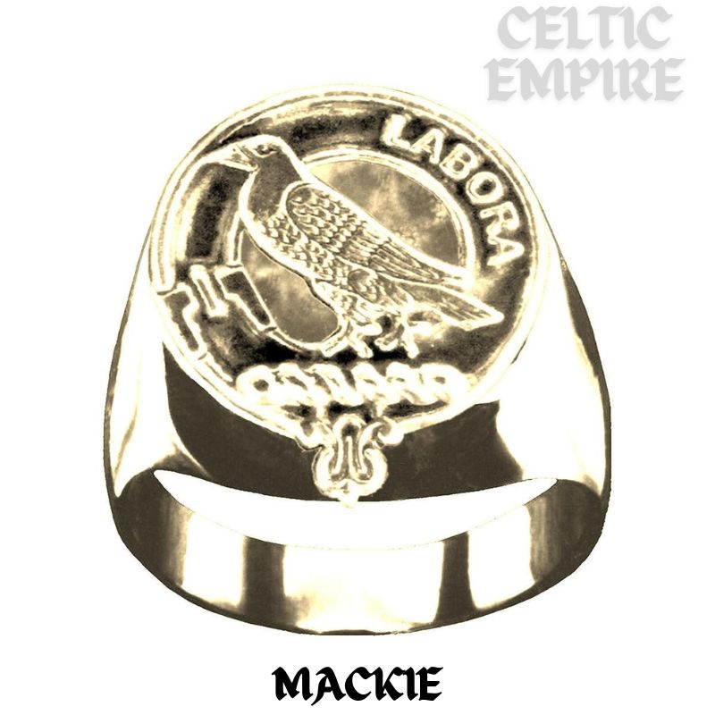 MacKie Scottish Family Clan Crest Ring Sterling Silver and Karat Gold