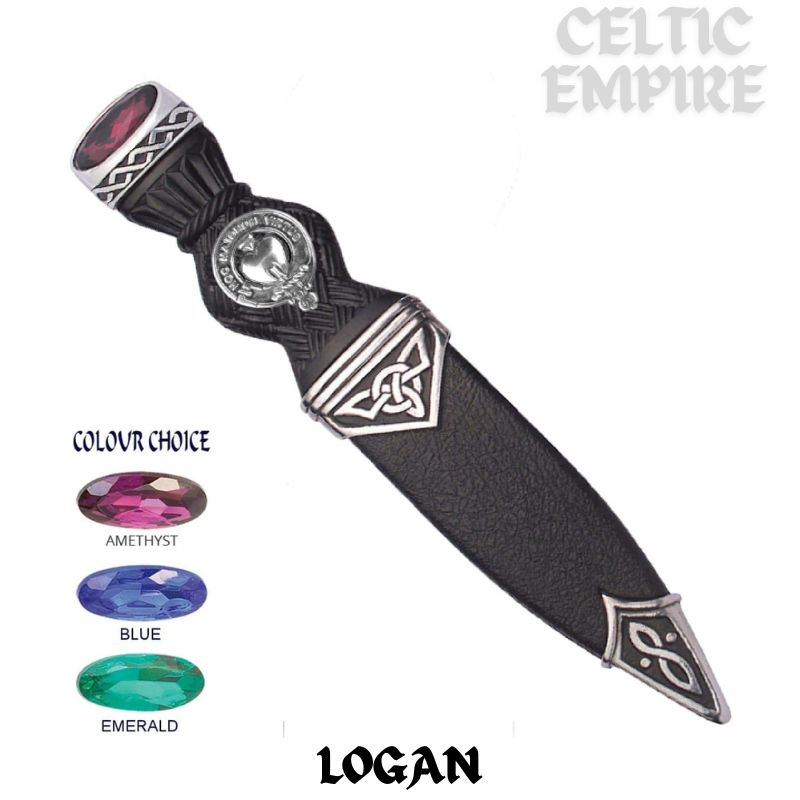 Logan Interlace Family Clan Crest Sgian Dubh, Scottish Knife