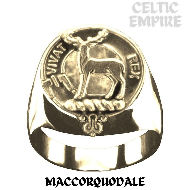MacCorquodale Scottish Family Clan Crest Ring Sterling Silver and Karat Gold