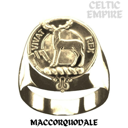 MacCorquodale Scottish Family Clan Crest Ring Sterling Silver and Karat Gold