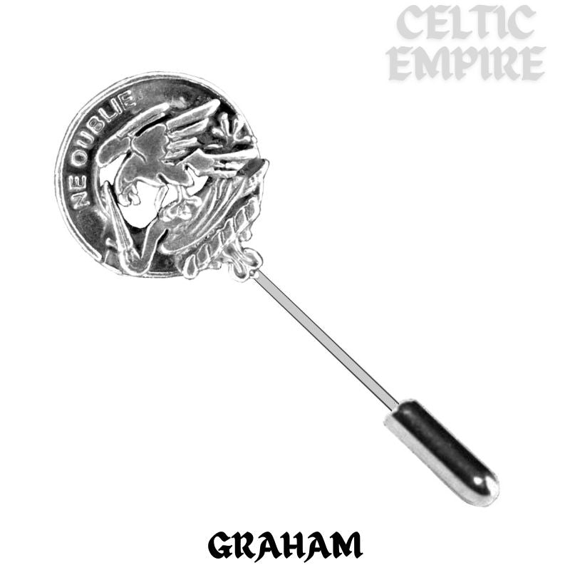 Graham Family Clan Crest Stick or Cravat pin, Sterling Silver