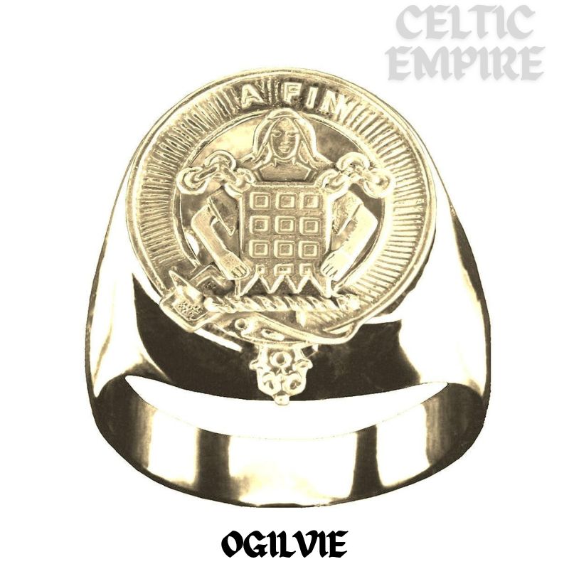 Ogilvie Scottish Family Clan Crest Ring Sterling Silver and Karat Gold