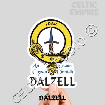 Dalzell Family Clan Crest Decal | Custom Scottish Heritage Car & Laptop Stickers