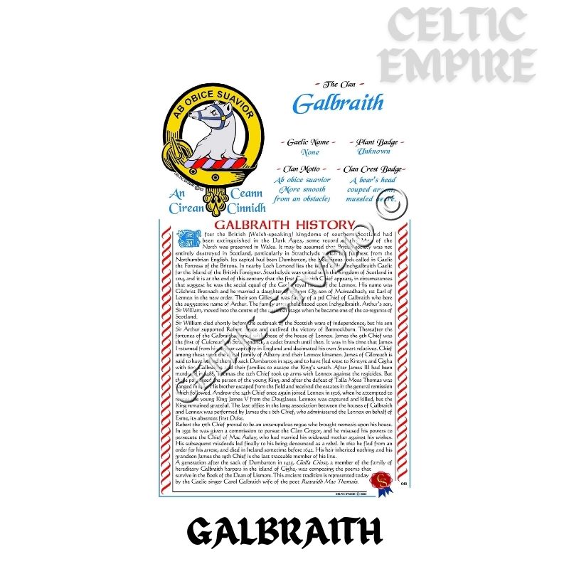 Galbraith Scottish Family Clan History