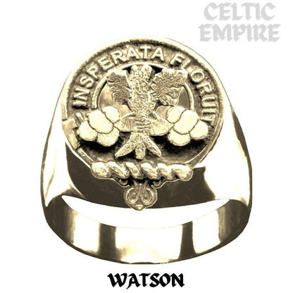 Watson Scottish Family Clan Crest Ring Sterling Silver and Karat Gold