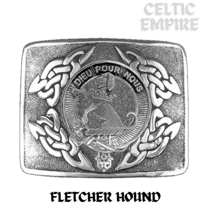 Fletcher (Hound) Family Clan Crest Interlace Kilt Belt Buckle