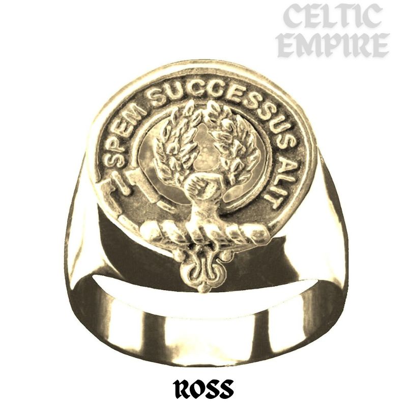 Ross Scottish Family Clan Crest Ring Sterling Silver and Karat Gold