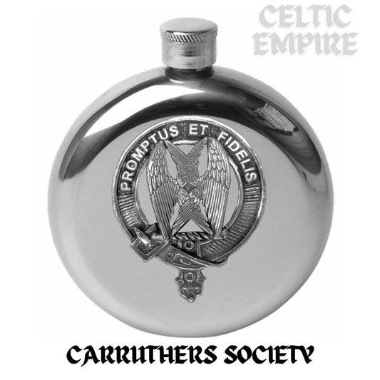 Carruthers (Society) Round Scottish Family Clan Crest Badge Stainless Steel Flask 5oz