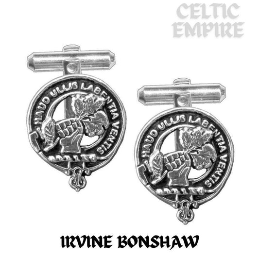 Irvine (Bonshaw) Family Clan Crest Scottish Cufflinks; Pewter, Sterling Silver and Karat Gold
