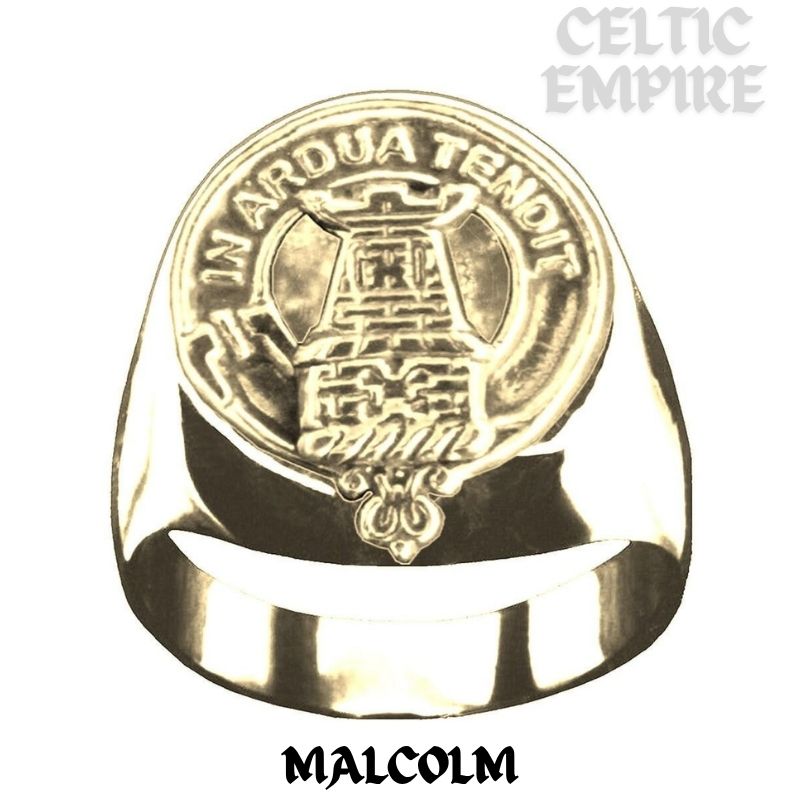 Malcolm Scottish Family Clan Crest Ring Sterling Silver and Karat Gold