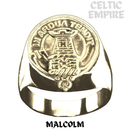 Malcolm Scottish Family Clan Crest Ring Sterling Silver and Karat Gold