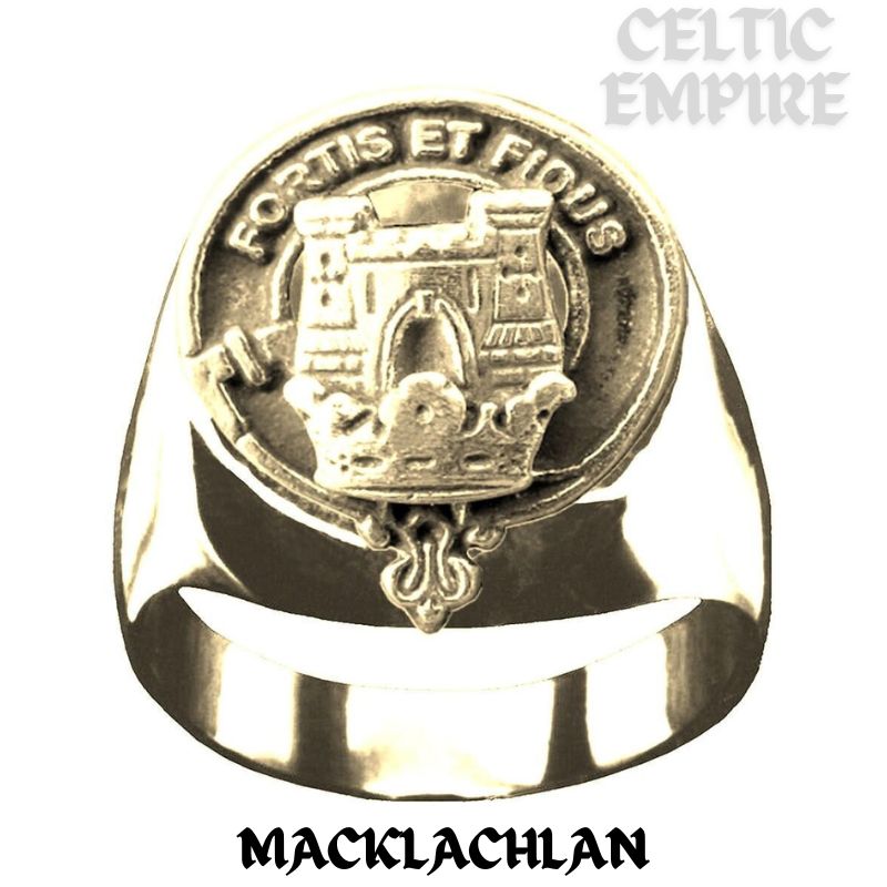 MacLachlan Scottish Family Clan Crest Ring Sterling Silver and Karat Gold