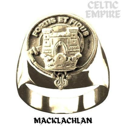 MacLachlan Scottish Family Clan Crest Ring Sterling Silver and Karat Gold