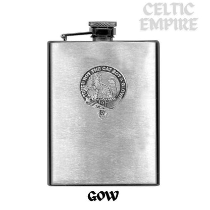 Gow 8oz Family Clan Crest Scottish Badge Stainless Steel Flask