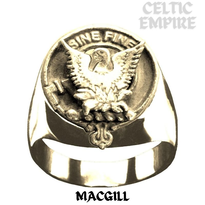 MacGill Scottish Family Clan Crest Ring Sterling Silver and Karat Gold