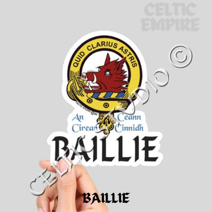 Baillie Family Clan Crest Decal | Custom Scottish Heritage Car & Laptop Stickers