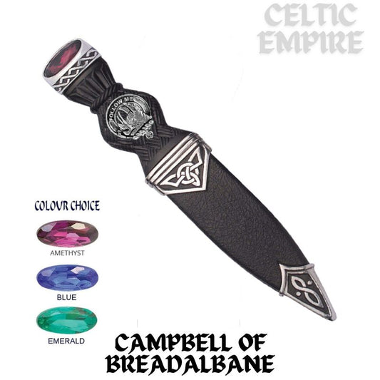 Campbell Breadalbane Interlace Family Clan Crest Sgian Dubh, Scottish Knife