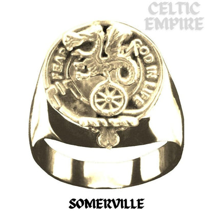 Somerville Scottish Family Clan Crest Ring Sterling Silver and Karat Gold