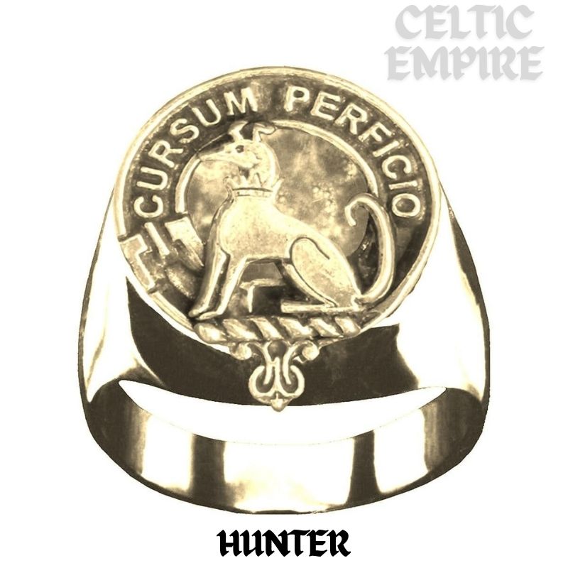 Hunter Scottish Family Clan Crest Ring Sterling Silver and Karat Gold
