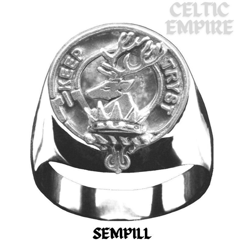 Sempill Scottish Family Clan Crest Ring Sterling Silver and Karat Gold
