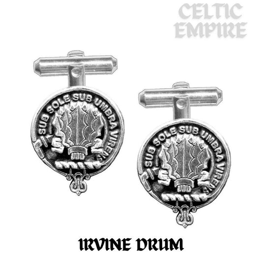 Irvine (Drum) Family Clan Crest Scottish Cufflinks; Pewter, Sterling Silver and Karat Gold