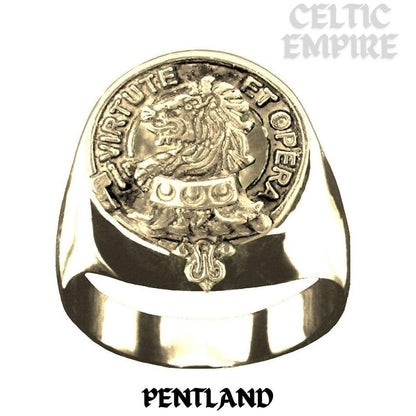 Pentland Scottish Family Clan Crest Ring Sterling Silver and Karat Gold