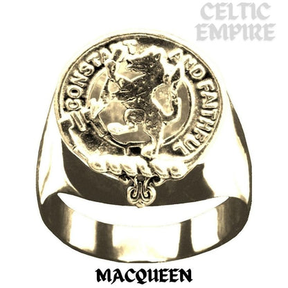 MacQueen Scottish Family Clan Crest Ring Sterling Silver and Karat Gold