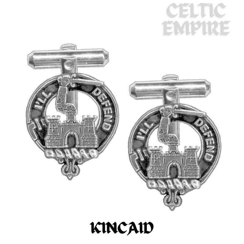 Kincaid Family Clan Crest Scottish Cufflinks; Pewter, Sterling Silver and Karat Gold