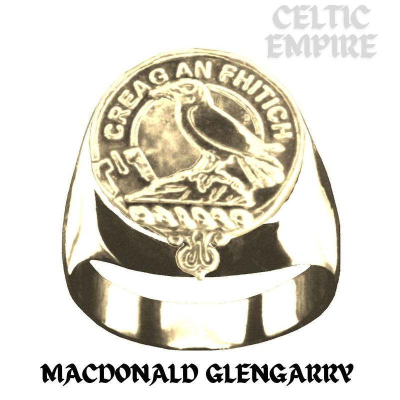 MacDonald Glengarry Scottish Family Clan Crest Ring Sterling Silver and Karat Gold