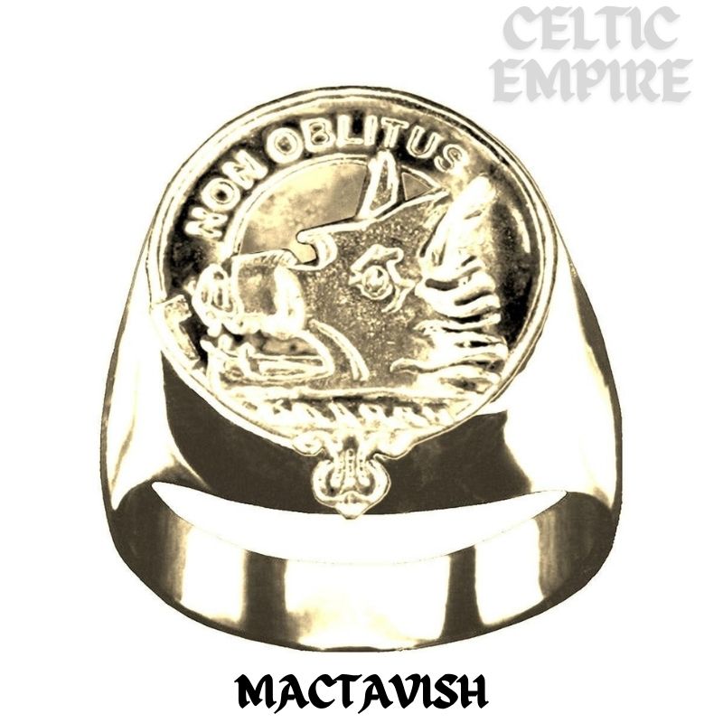 MacTavish Scottish Family Clan Crest Ring Sterling Silver and Karat Gold