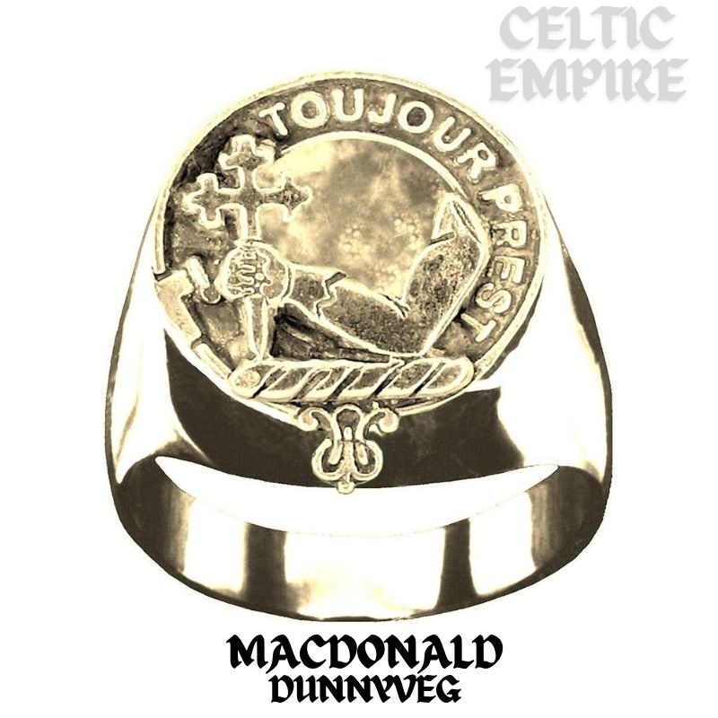 MacDonald Dunnyveg & The Glens Scottish Family Clan Crest Ring Sterling Silver and Karat Gold