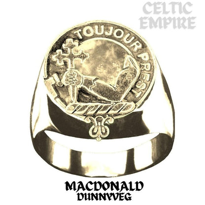 MacDonald Dunnyveg & The Glens Scottish Family Clan Crest Ring Sterling Silver and Karat Gold