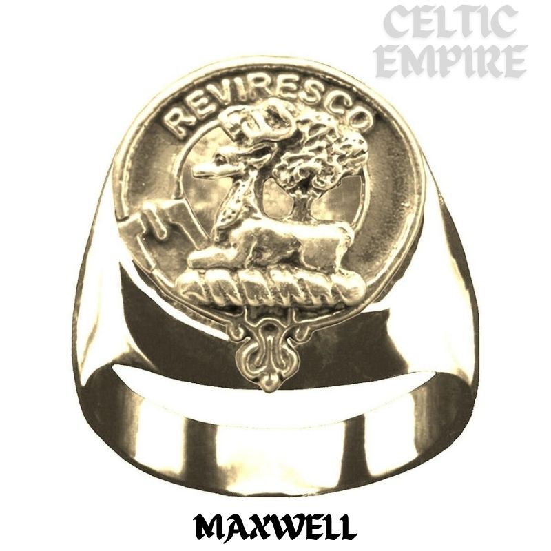 Maxwell Scottish Family Clan Crest Ring Sterling Silver and Karat Gold
