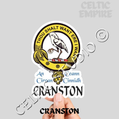 Cranston Family Clan Crest Decal | Custom Scottish Heritage Car & Laptop Stickers