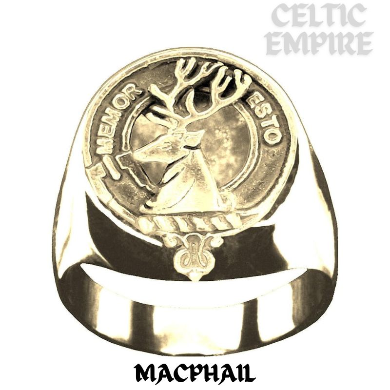 MacPhail Scottish Family Clan Crest Ring Sterling Silver and Karat Gold