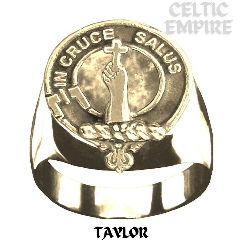 Taylor Scottish Clan Crest Ring Sterling Silver and Karat Gold