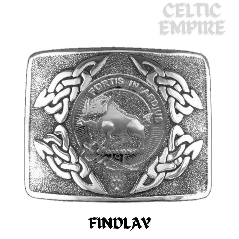 Findlay Family Clan Crest Interlace Kilt Belt Buckle